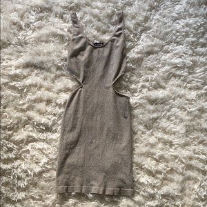 Bebe Gold Glitter Dress with Side Cutouts, Size S